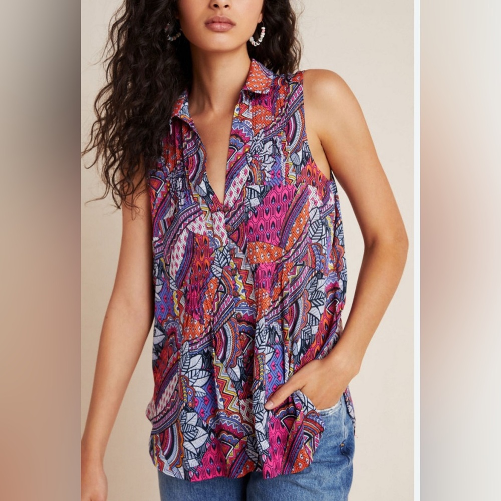 Maeve by Anthropologie Whimsical Pintucked Blouse